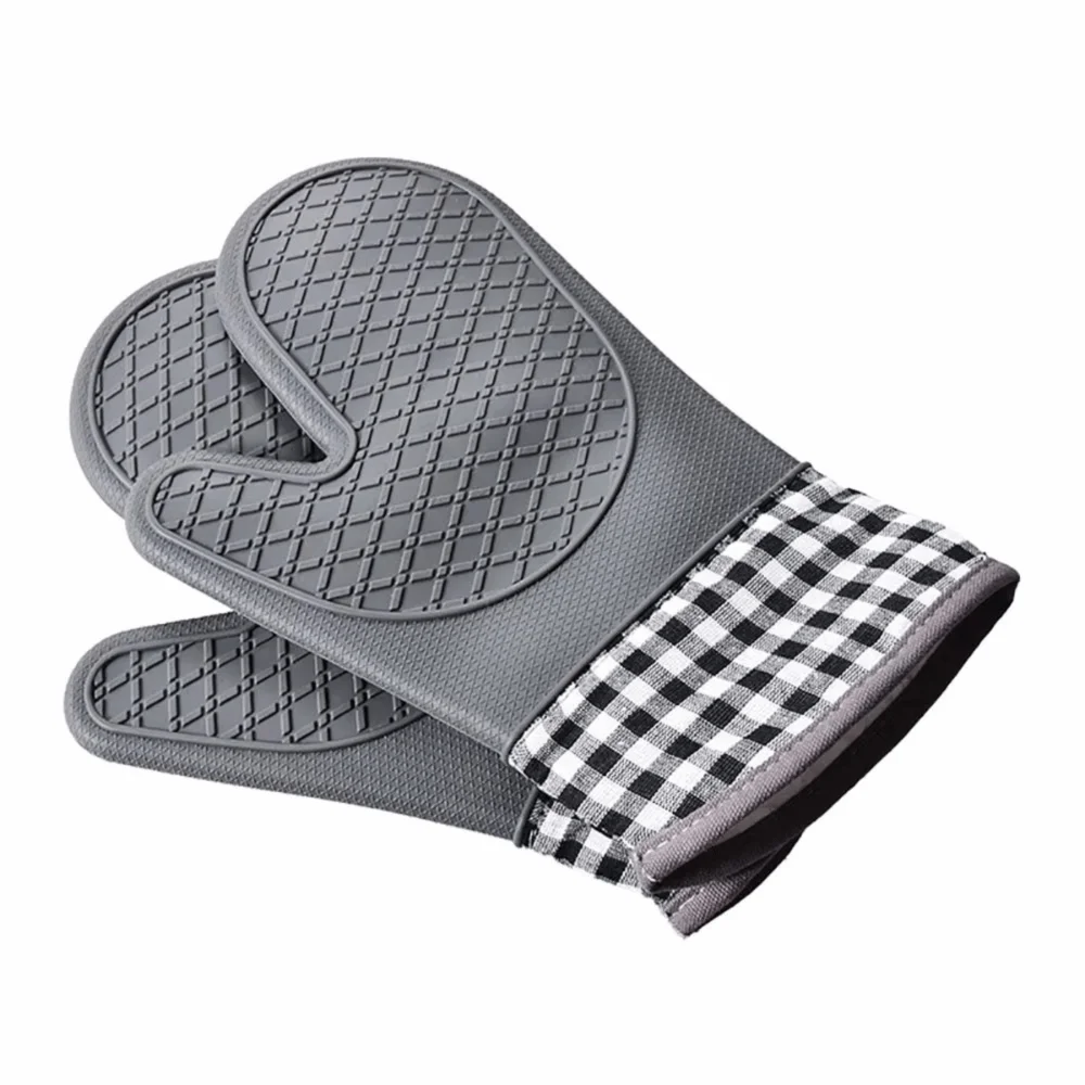 Description Picture 4 of item2pc Practical Silicone Oven Gloves Thickened Extended Microwave Mitts Heat Resistant Non-slip Anti Scalding Gloves Cooking
