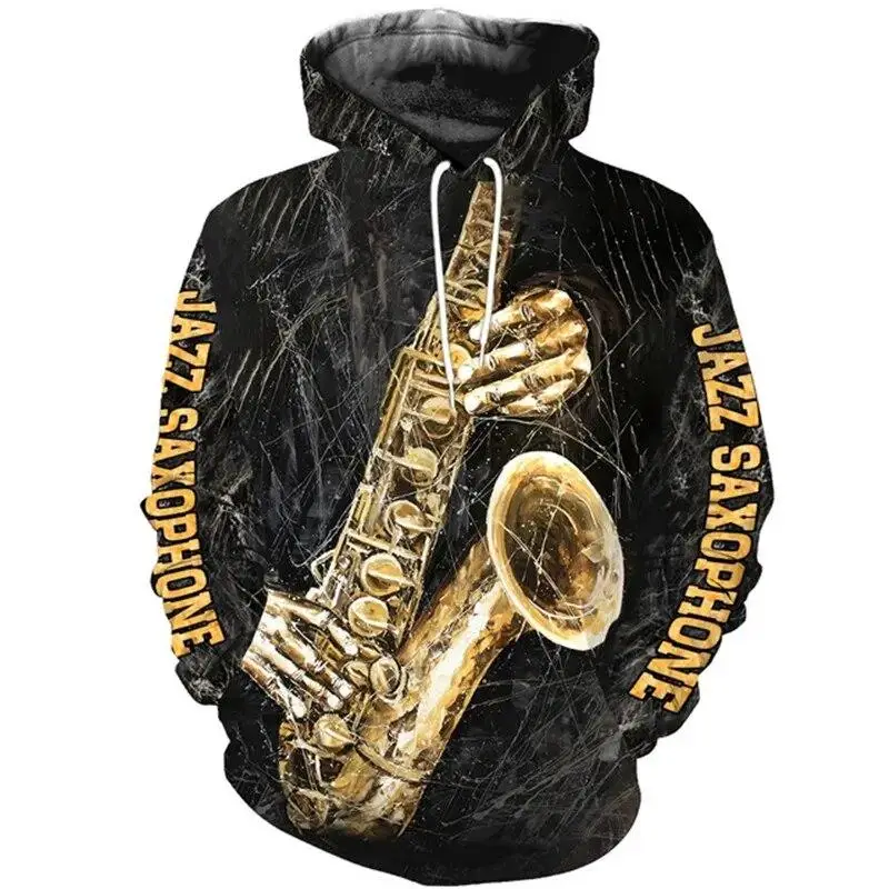 thumbnail image 1 of Sudaderas para hombre con estampado 3D de saxofón, sudaderas con capucha con gráficos de música para hombre, sudaderas de manga larga de gran tamaño a la moda, ropa de calle, 1 of 4