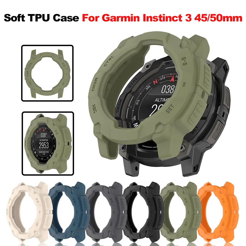 Garmin Instinct 3 용 TPU 케이스 커버 45mm 50mm 범퍼 보호 쉘 Garmin Instinct 3 보호 프레임 용 실리콘 케이스
