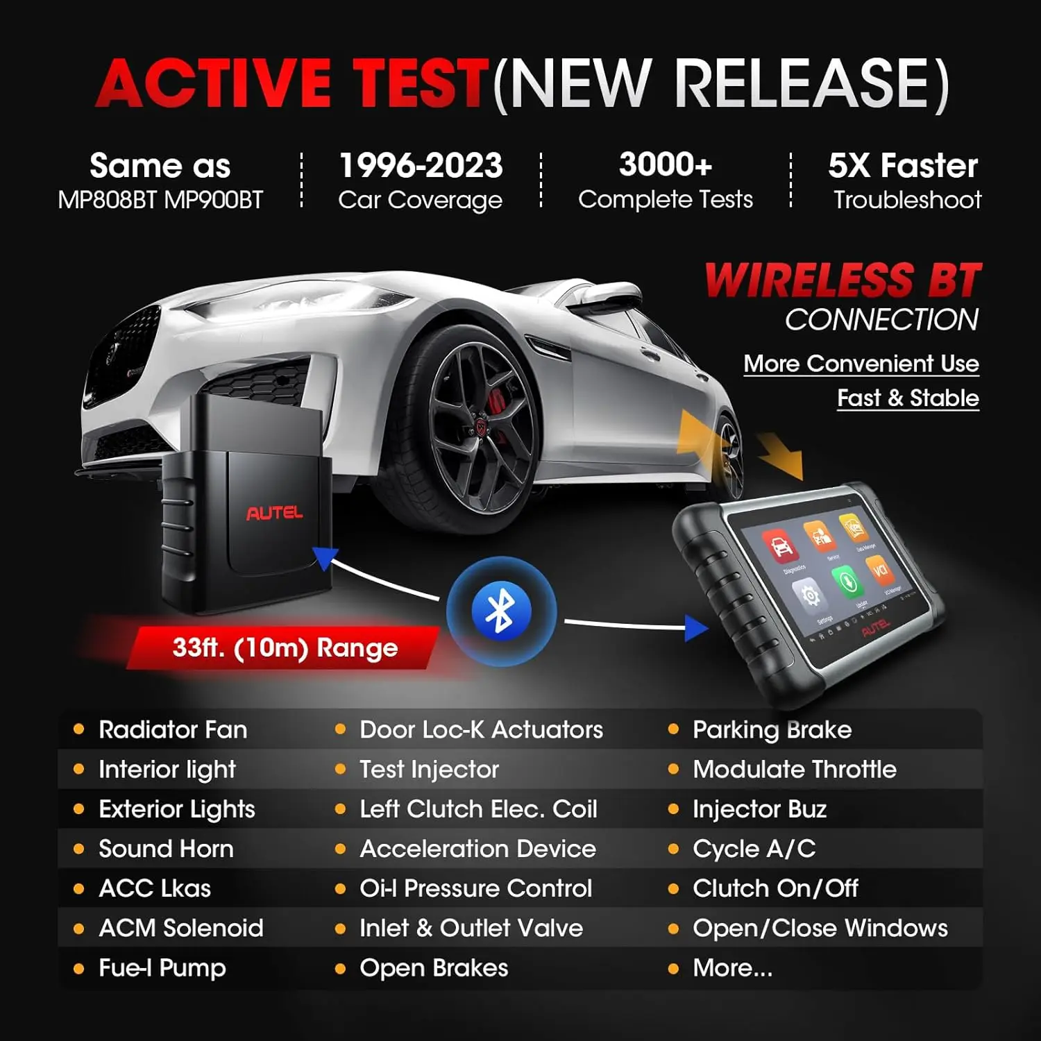 Autel MaxiCOM MK808K-BT MK808K BT Bluetooth OBD2 Scanner Same as MK808BT Pro Full Bidirectional Diagnostic Tools Code Reader 5