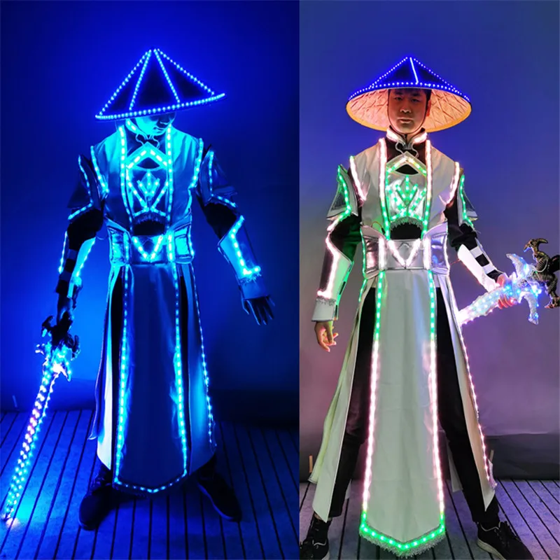 

dj rave show colorful luminous jacket cosplay chinese glowing outfit bar wears dj Robot men performance led light costumes