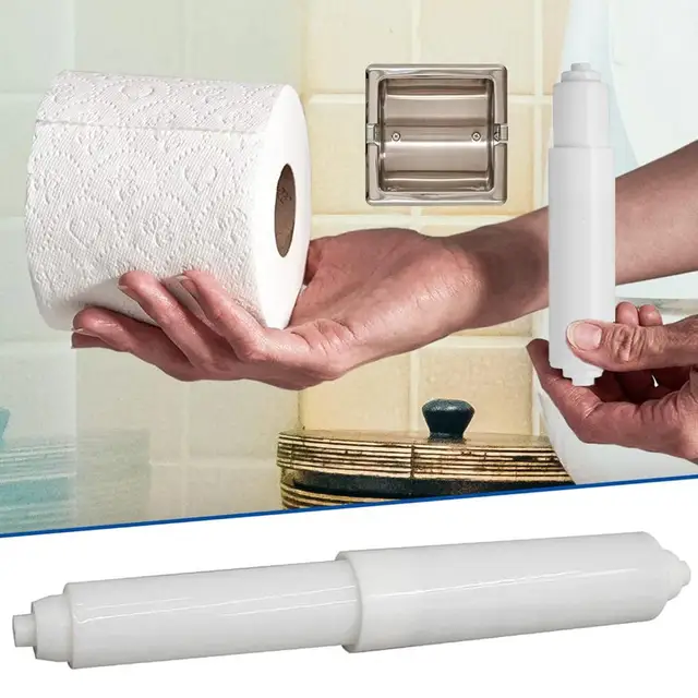Toilet Paper Holder Spring-loaded Toilet Paper Holder Replacement Rods Adjustable Spindles for Easy Installation Quick Roller 6