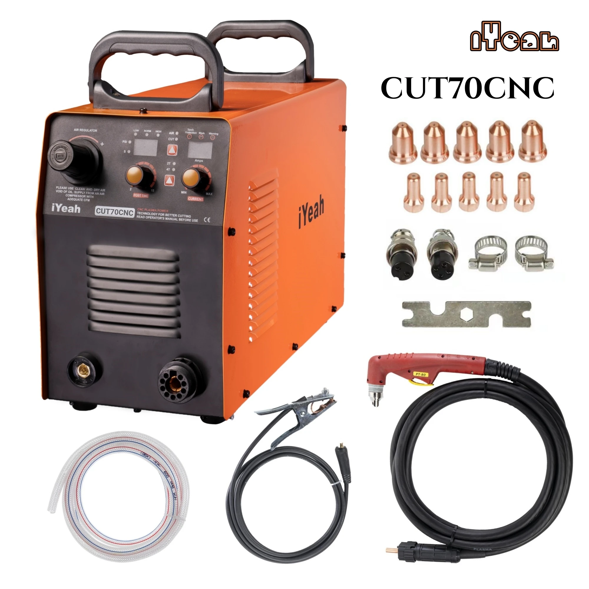 CNC CUT70 CUT80 Non-HF Pilot Arc iYeah Plasma Cutter 220V/380V IGBT Machine With PT80 PTM80 Torch Easy Cutting 30-35mm