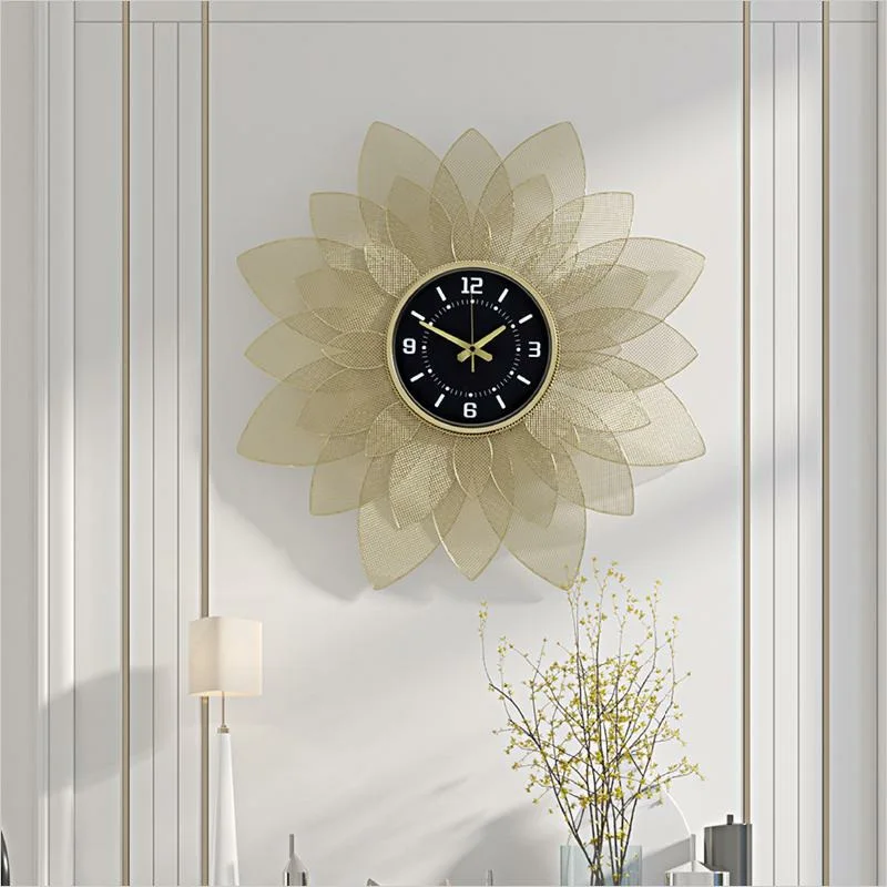 Lotus Metal Black Round Luxury Design Wall Clock 6 Lotus Metal Black Round Luxury Design Wall Clock 6