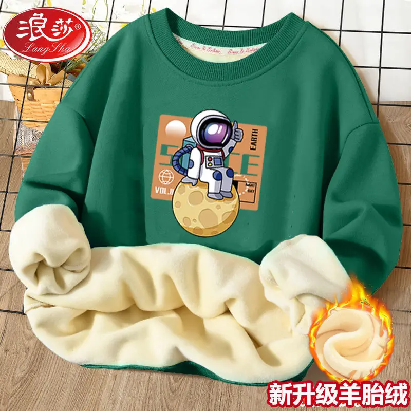 Children Boys Fleece-Lined Sweater Winter Long Sleeves kids sweater kids hoodie sweatshirts