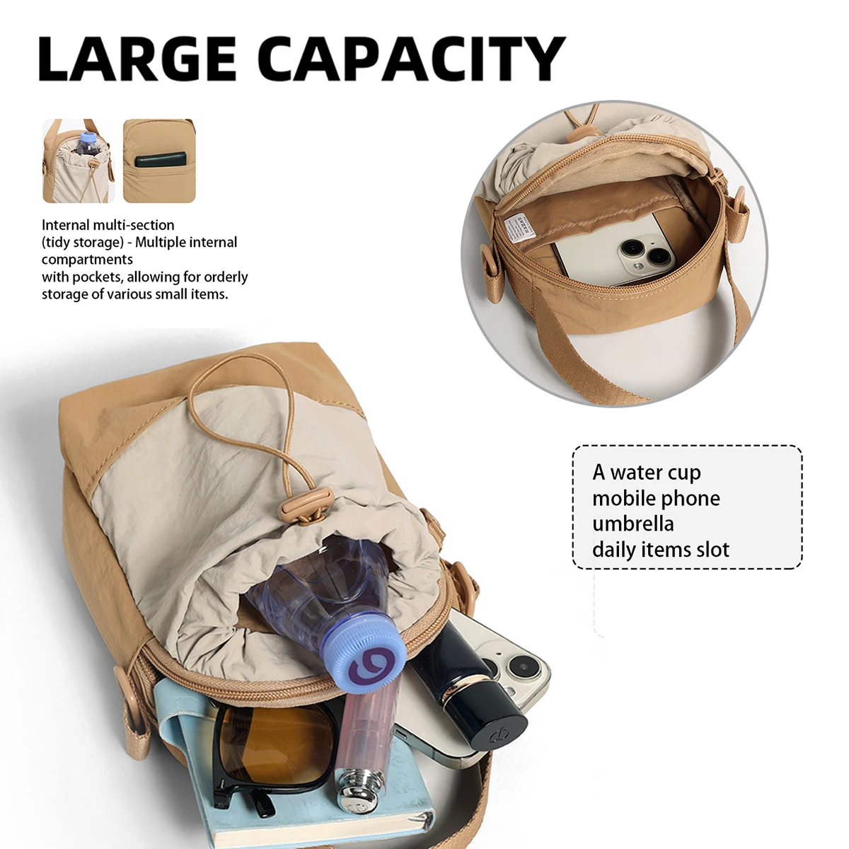 Workwear-Style Parent-Child Bag for Women, 2025 New Model, Outdoor Camping Sports Phone Tissue Crossbody Bag, Compact Water Bottle Bag for Women