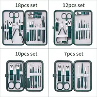 7/10/12/18Pcs Manicure Set Stainless Steel Nail Cutter Fingernail Clippers Trimmer Eyebrow Scissor Tweezers Ear Spoon Facial Car 2