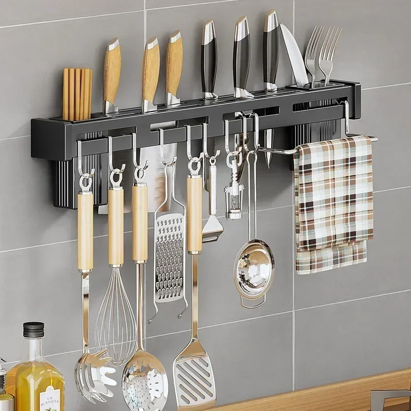 

Storage Knife Household Holder Kitchen Rack Hanger Steel Detachable Non-perforated Kitchenware Wall-mounted Stainless