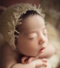 Mohair Baby Girl Hat with Lace Newborn Photography Props Crochet Baby Girl Bonnet Fotoshooting Newborn Hat Infant Accessories 2