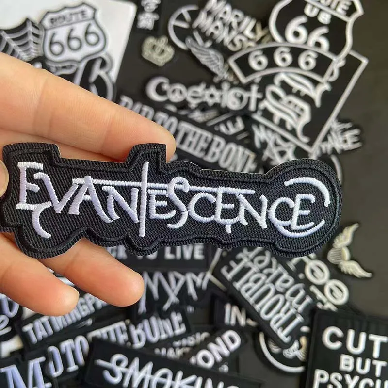 Description Picture 6 of itemPunk Metal Rock Band black Applique,Repair Sticker Thermocollant,Fabric Letter Embroidery Badges Iron On Patches For Clothing