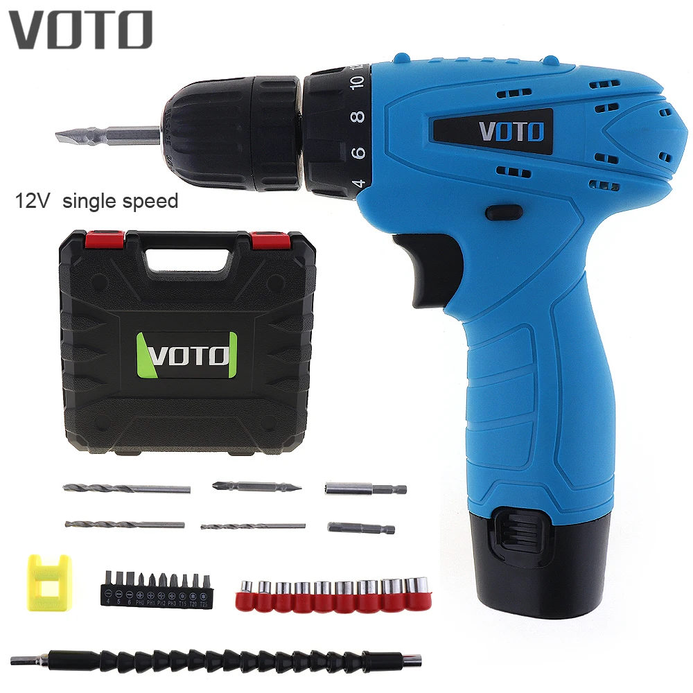 AC100/240V Cordless 12V Electric Screwdrivers with Rotation Adjustment Switch 26pcs Accessories Set for Handling Screws Punching 10pcs gb834 m6 m6 8 10 12 45 mm carbon steel thumb screw with collar round head with knurling manual adjustment screws bolt