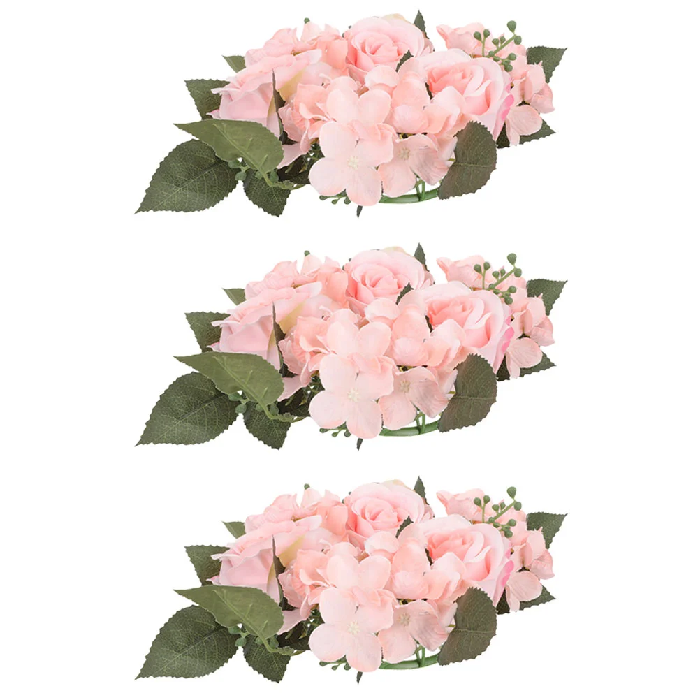

Candle Rings Wreaths Artificial Rose Flower Candle Ring for Wedding Table Party Home Decor