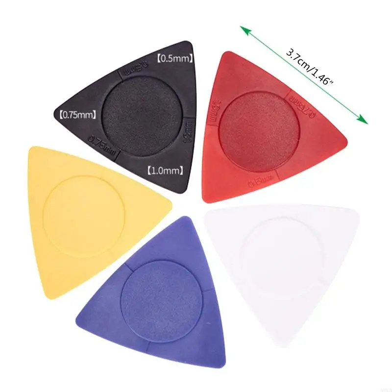 A0KA 10x ABS Picks Set Multicolor for Triangle Plectrum for Electric Guitar Bass Ukul
