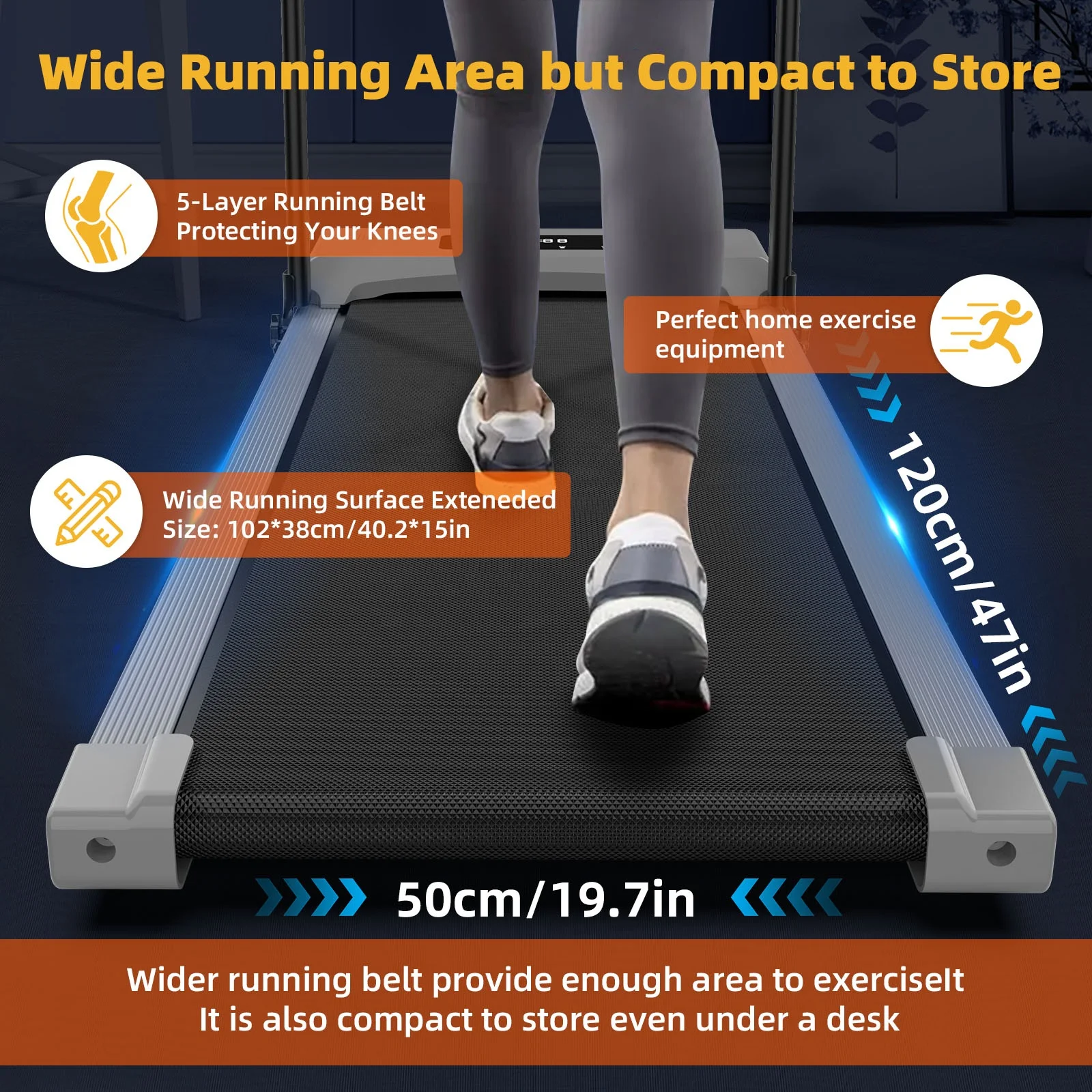 Under Desk Treadmill Walking Pad 3 in 1 for Home/Office Portable Treadmills with Remote Control LED Display
