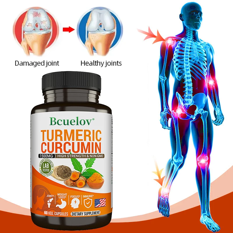 

Curcumin with Black Pepper 1500mg - Supports Joint and Healthy Inflammation, Potent and Absorbable - Non-GMO Capsules