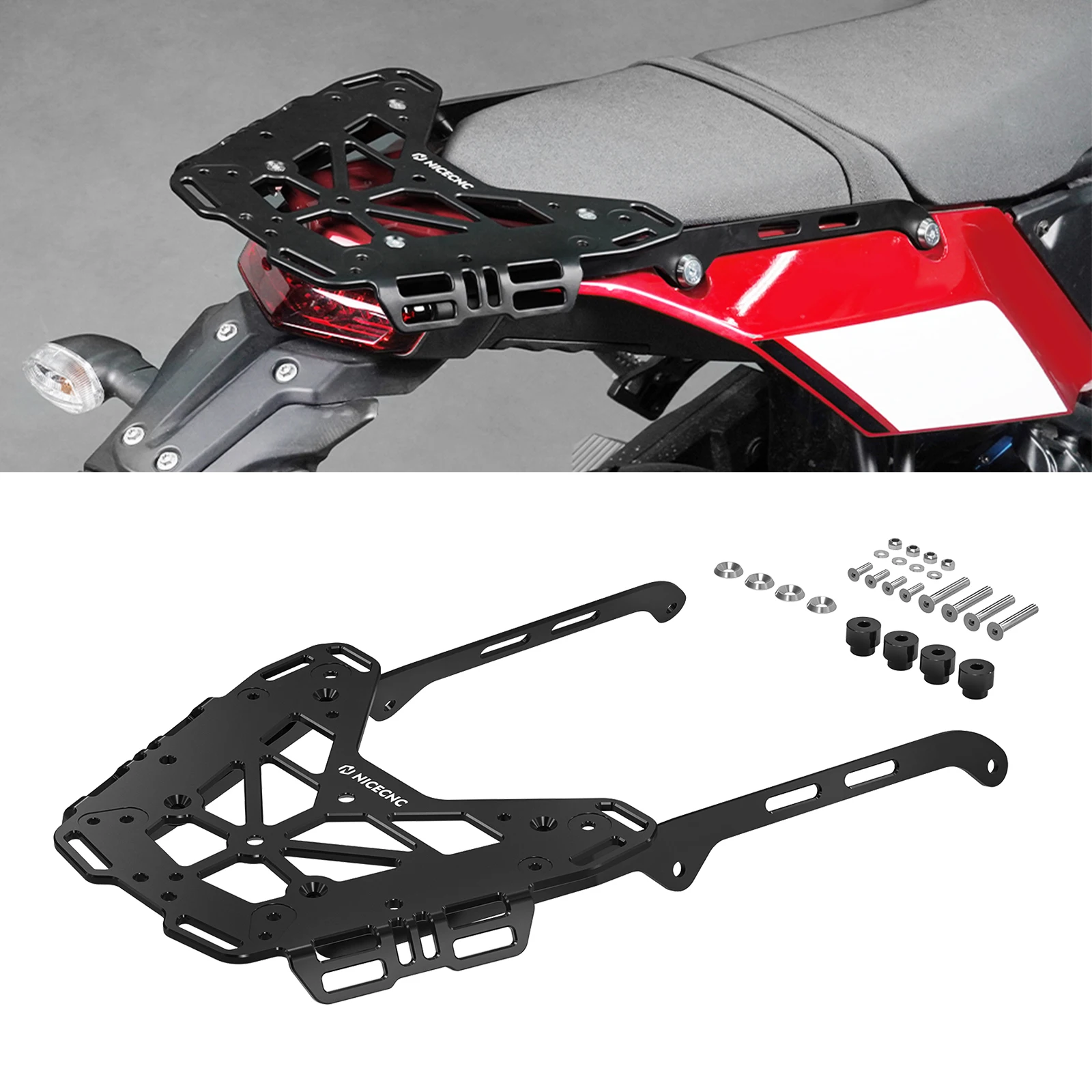 NICECNC Für Yamaha Tenere 700 Gepäckträger Top Case Halterung Fracht Rack Für Yamaha Tenere 700 2019-2024 2020 2021 2022 2023