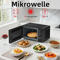 Four à micro-ondes compact 20L, puissance 700W avec 6 niveaux de puissance et minuteur, pour décongeler et réchauffer, noir/blanc 2