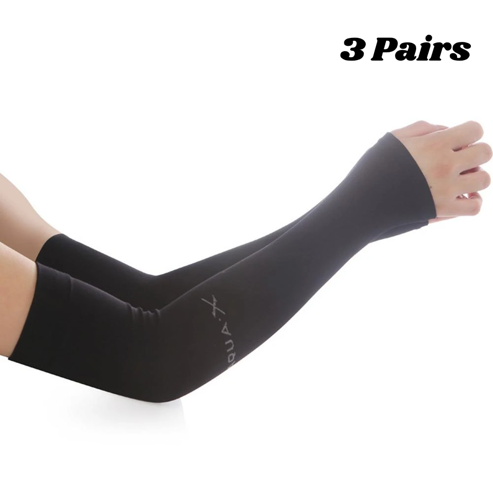 3 pair Ice Sleeve Sunscreen Sleeves Icy Summer Sunscreen Hand Sleeves