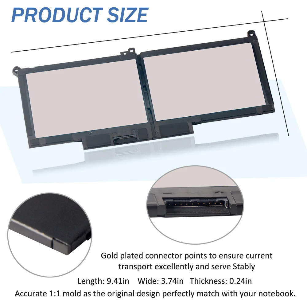 Dell Latitude F3YGT DJ1J0 60WH Laptop Battery - Compatible with Latitude 12 13 14 Series E7280 E7290 E7380 E7390 7280 7290 7380 7390 7480 7490 Description Image.This Product Can Be Found With The Tag Names Battery 60wh f3ygt, Battery dell latitud, Dell battery type f3ygt, Dell dj1j0 battery, F3ygt laptop battery