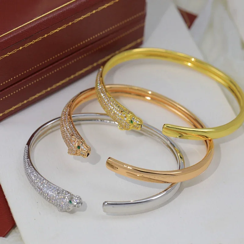 

Hot new 925 sterling silver Leopard bracelet Ladies fashion temperament luxury brand jewelry party Christmas gift