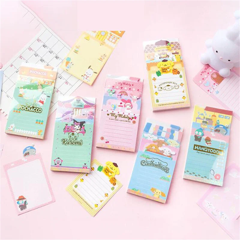 

6 шт./партия Sanrio Melody Kuromi Cinnamoroll блокнот для записей клейкие заметки канцелярские этикетки блокнот планировщик наклейка товары для почты и школы