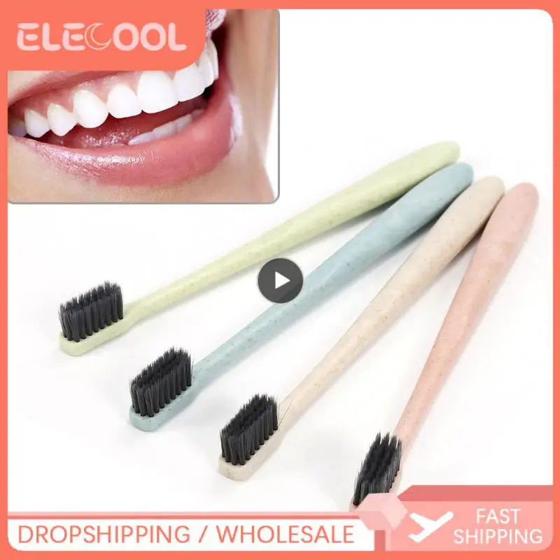 

Toothbrush Natural Wheat Straw Handle Bamboo Charcoal Bristle Adult Soft Ultra Fine Bristles Toothbrushes