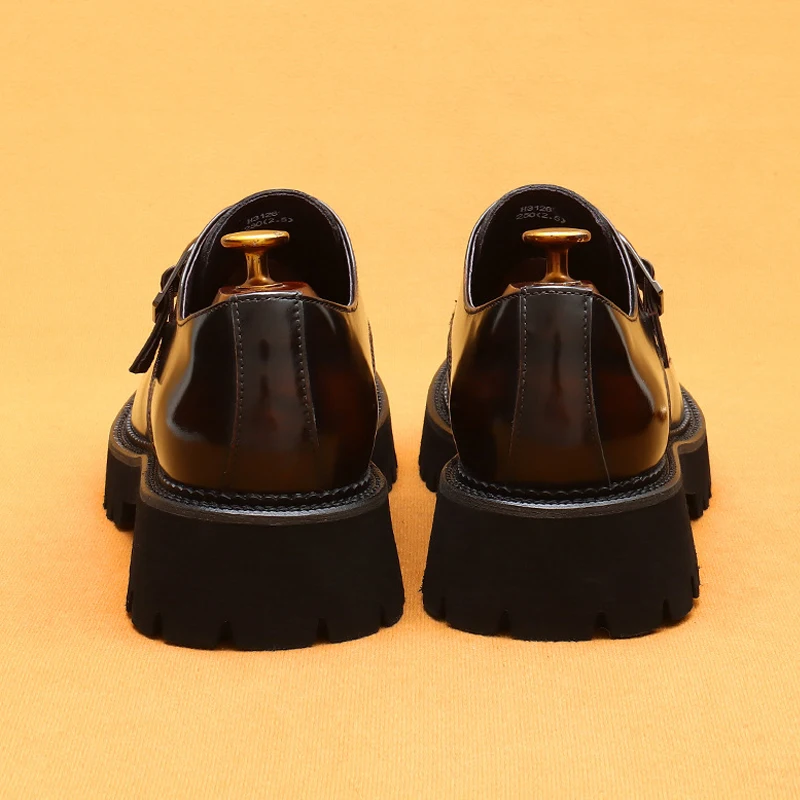 Mens Leather Dress Shoes British casual leather shoes genuine leather formal business men shoes thick soled Oxford patent Derby