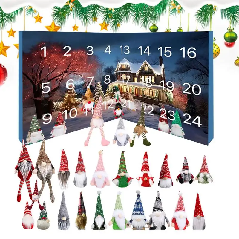 Christmas Gnome Advent Calendar 24 Days Countdown Calendar Cute Gnome Dolls Ornament Holiday Home Decoration Christmas Gifts