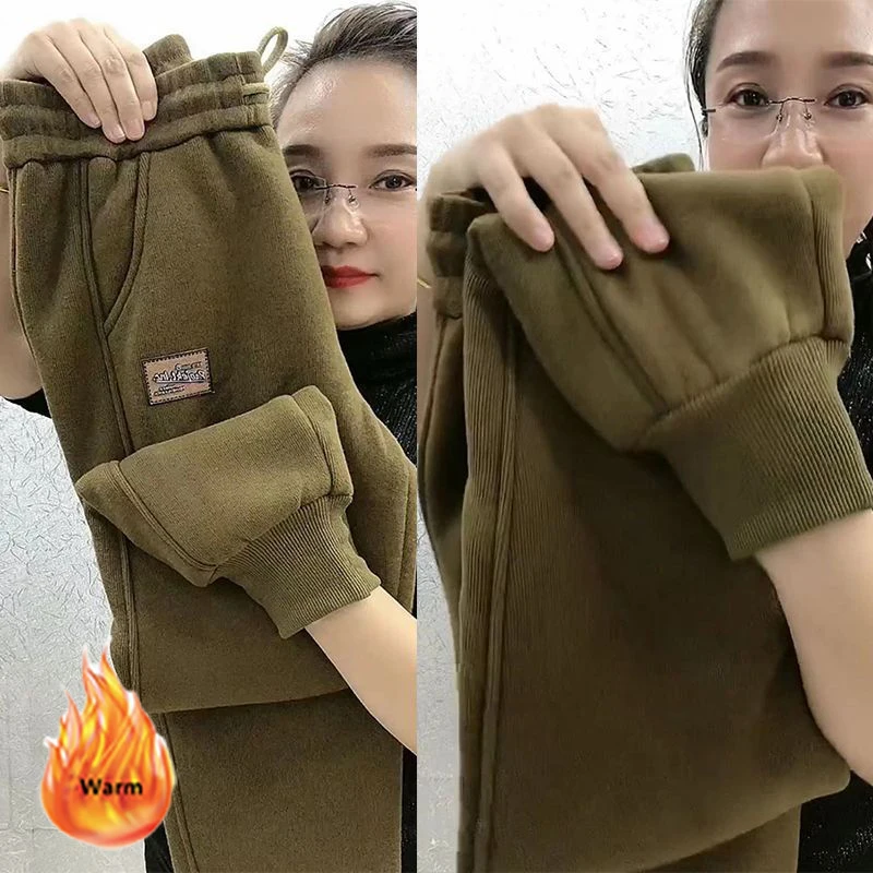 Winter Lambwool Fluff Sweatpants Women Casual High Waist Harem Pantalones Plush Velvet Jogger Pants Big Size 4xl Baggy Trousers