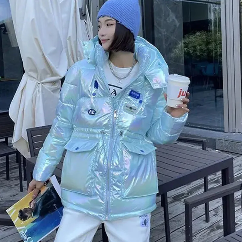 

Parker Fashion Women's Down Jacket 2023 New Winter Warm Hooded Temperament Women Thicken Glossy Letter Female Overcoat NBH865