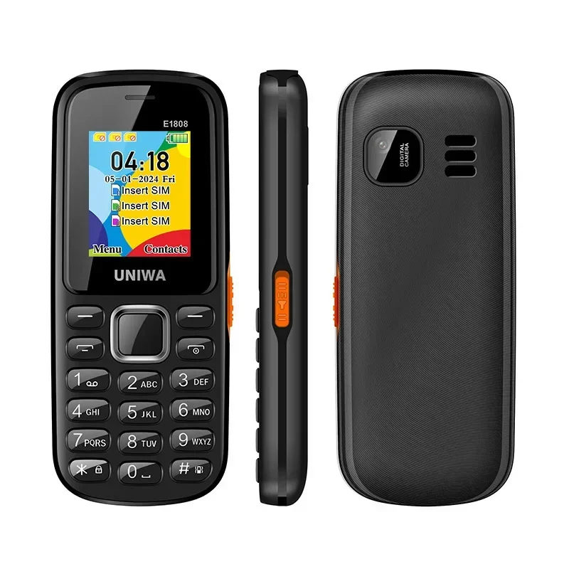 UNIWA E1808 2G Keypad Phone Cellphone 1.77 Inch Push Button 800mAh Telephone for Senior Elder Wireless radio GSM mobile phone 2