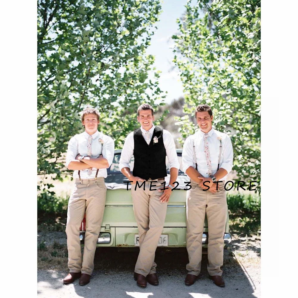 Solid Suit for Men Men's Flax V-Neck Single Breasted Wedding Vest Formal Man Ambo Gothic Chaleco Male Vests Elegant Suits Gilet