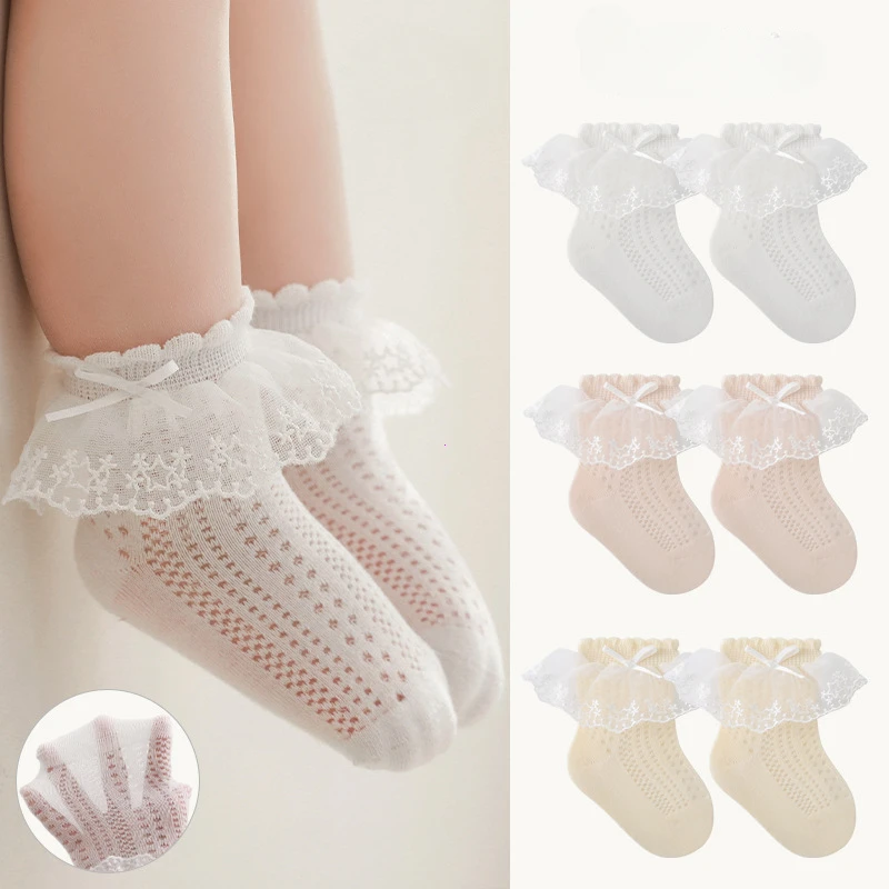 

Baby Girls Socks Princess Lace Kids Socks Summer Thin Mesh Children Cotton Socks Boneless Newborn Tube For 0-8Y