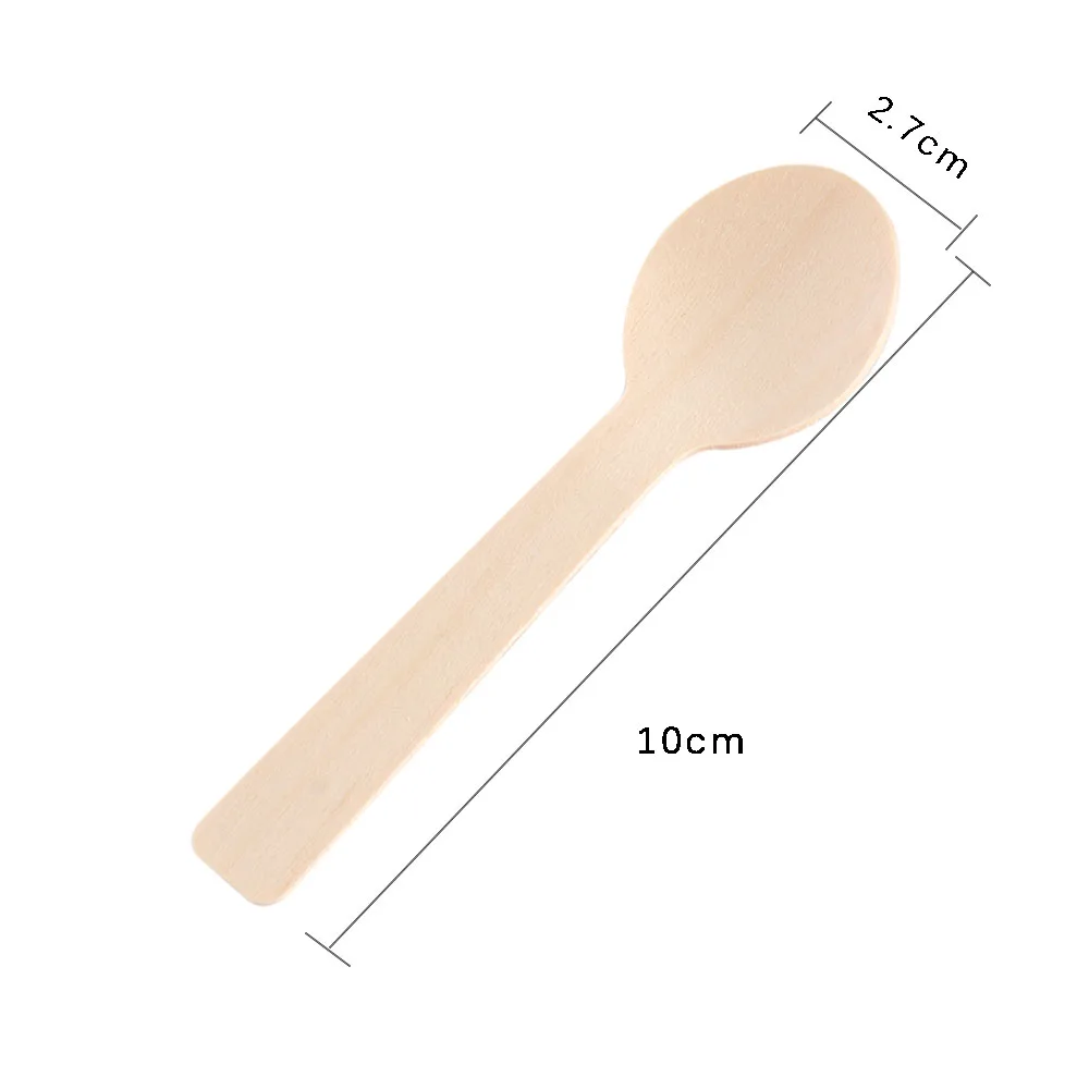 100Pcs Disposable Wooden Spoon Mini Ice Cream  Party Tableware Kitchen Safe New Wood Western Dessert Scoop Wedding tiny images - 6