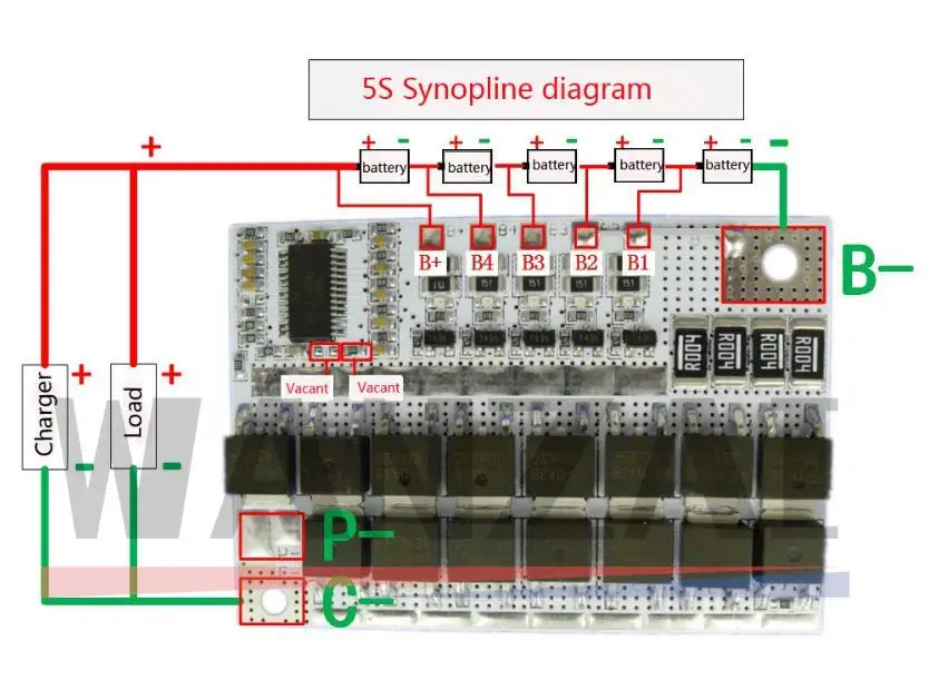 3S/4S/5S Bms 12V 16.8V 21V 3.7V 18V 100a Li-Ion Lmo Circuito di protezione della batteria al litio ternario Li-polimero Equilibrio di ricarica - immagine 6