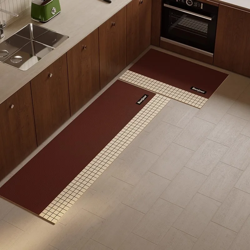 PVC Kitchen Floor Mat Scrubbed Oil-proof Waterproof Bathroom Runner Rug Scratch-resistant Wear-resistant Balcony Carpet 러그 Ковер