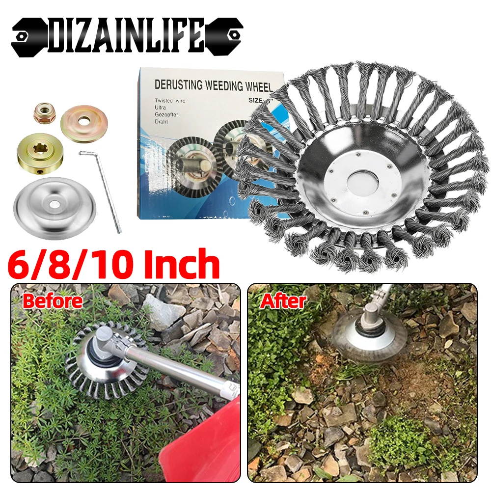 Grass trimmer head 6 Inch Steel Wire Wheel Brush Disc Weed Brush Cutter Head Garden Lawn Mower