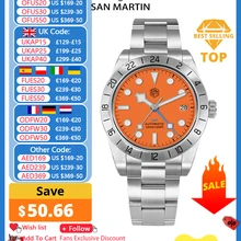 San Martin New 39mm BB GMT Colorful Dial Classic Luxury Mens Business Watch Automatic Mechanical Waterproof Luminous Date SN0054