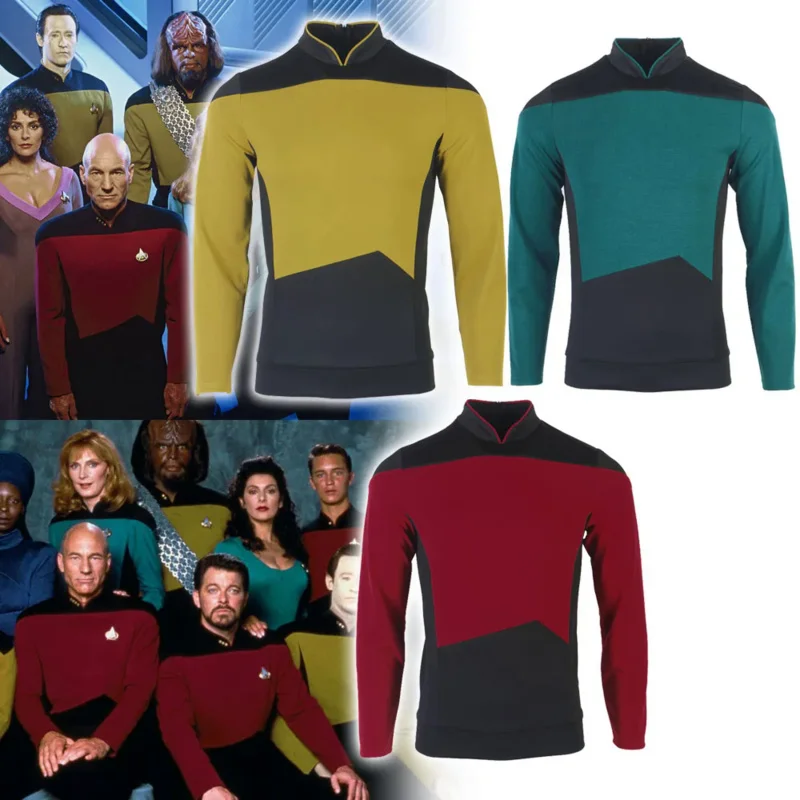 

Рубашка река нового поколения Star TNG, красная, желтая, синяя рубашка, униформа для косплея, костюм для мужчин, пальто, Хэллоуин