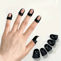 5PC Nail Sunscreen Black Hand Finger Protect Cover Light Therapy Lamp Nail Enhancement Tool Black Elastic UV Resistant Nail Case 1