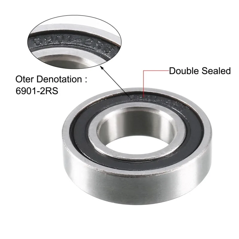 10pcs 6901 6901RS bearing 6901 2rs 6901-2RS RS 12x24x6mm ABEC-5 Deep Groove Ball Bearing Double Seal Thin Section Ball Bearings