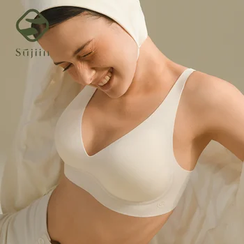 SUJIIN Sexy Seamless Wireless Bras for Women Push Up Padded Soft Support Invisible Lift V Neck Bralette Smooth Bra Female MX208 1