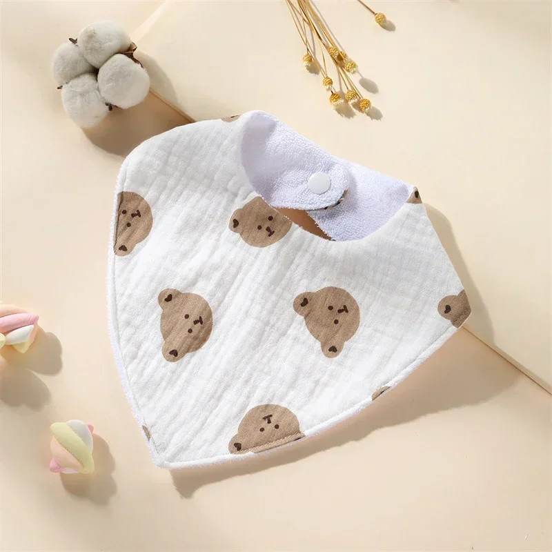 New Baby Cartoon Animal Triangle Bib Pure Cotton Waterproof Boy Girl Kid Printed Saliva Towel Newborn Infant Anti Spitting Cloth 2