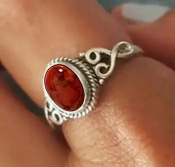 Vintage Classic Red Stone Ring For Women Party Accessories Dangle Fashion Custom Jewelry 1