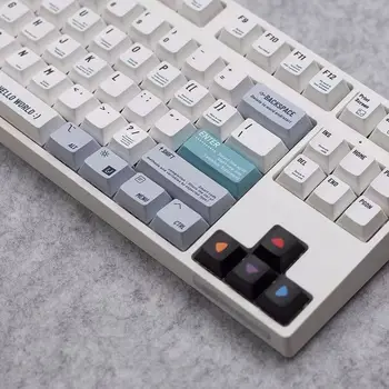 GMK 프로그래머 PBT 키캡, 체리 프로파일, 기계식 키보드 염료 승화, 귀여운 게임 백라이트, 화이트 그레이 125 키캡 세트