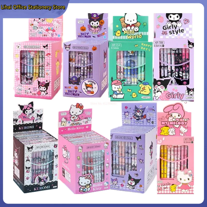 

Новый стираемый телефон Sanrio, 24/144 шт., Kuromi Melody Cinnamoroll Kawaii, канцелярские принадлежности для студентов, школьный письменный инструмент, оптовая продажа