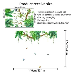 Tropical Leaves & Butterfly Wall Decals - Green Vines Home Decor (M47)