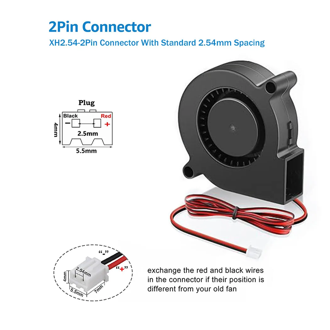 DC 5V 12V 24V 50x50x15mm 원심 냉각기 2핀 방사형 팬 5015 터보 블로워 팬 5cm 50mm 라디에이터 3D 프린터 냉각용