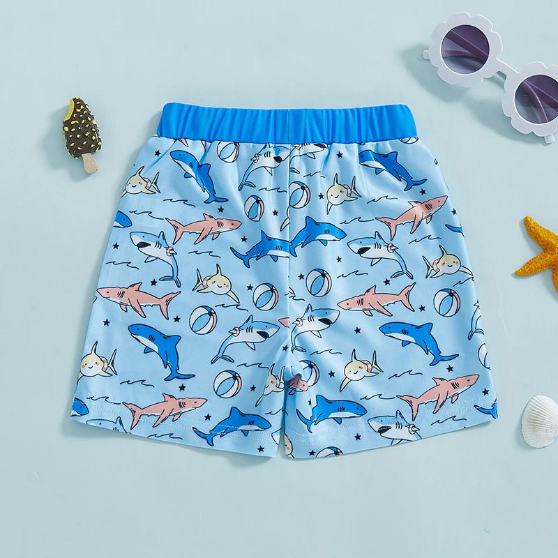 Toddler Boys Swim Trunks Cute Shark/Sea Turtle Print Elastic Waist Beach Shorts Kid Board Shorts
