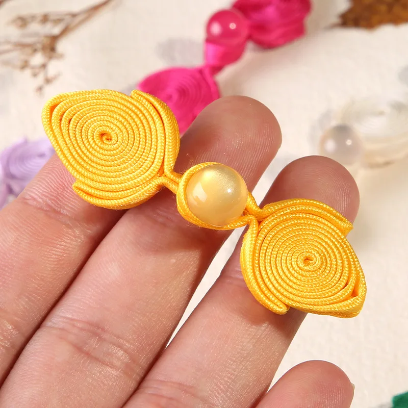 5 Pairs Chinese Knot Button Cheongsam Buttons Tang Suit  with Faux Jade Bead Knot Fastener DIY Handcraft Clothing Accessory 3